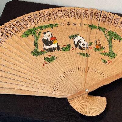 #129 Panda on one side and Wild Horsed  Fan from Asia 