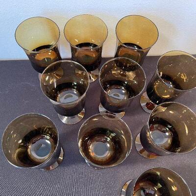 #137 10 Amber Glass Water Goblets - Great Compliment to The Denby Dishes