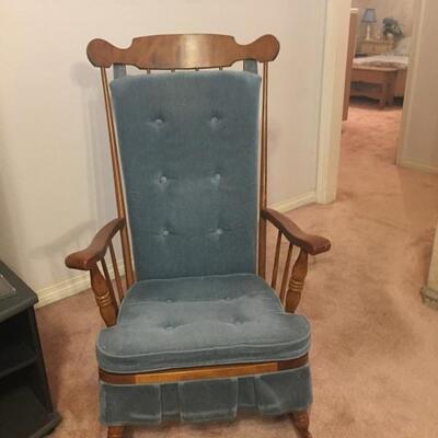 LOT #80. All wood vintage high-back rocking chair