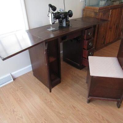 Vintage Pfaff 130 Sewing Machine with Extended Table Surface Work Cabinet Includes Instruction Booklets