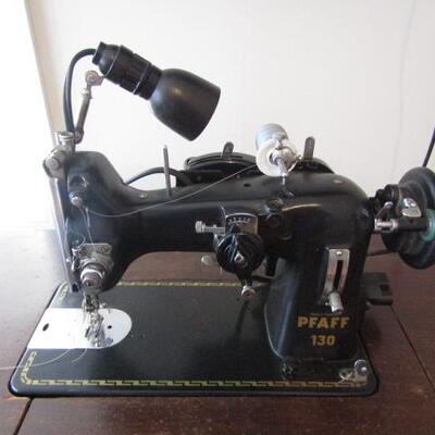 Vintage Pfaff 130 Sewing Machine with Extended Table Surface Work Cabinet Includes Instruction Booklets