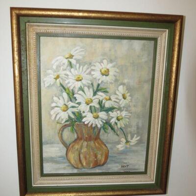 Framed Painting with Daisies Daisy 18 x 15 - Item # 14