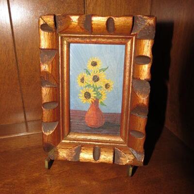 Framed Sunflowers Painting with Easel 6 x 4 1/2 inches - Item # 17