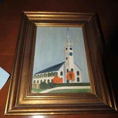 Framed Painting with Church  10 x 7 1/2 inches - Item # 20