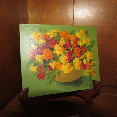 Painting of Flowers 6 x 5 inches with Easel -  Item # 22