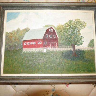 Framed Painting Barn Sunshine Spring Summer 16 x 12 - Item # 75