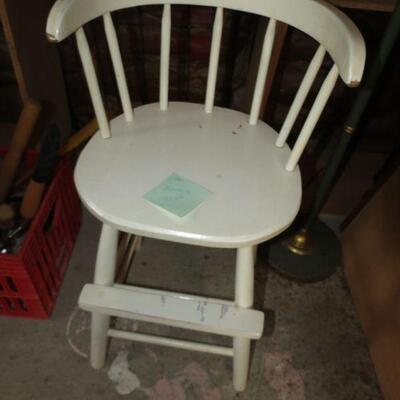 Vintage Wood Wooden White High Chair 29 inches tall - Item # 172