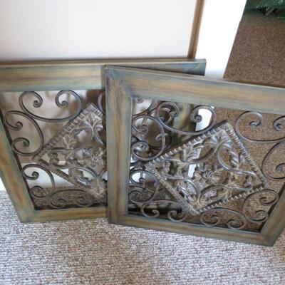 Two Metal Square 14 1/2 x 14 1/2 inches Wall Decor Decoration - Item # 185