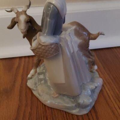 Lladro Porcelain (#19) - Girl with Goat Figurine  - 9 inches tall (4812)