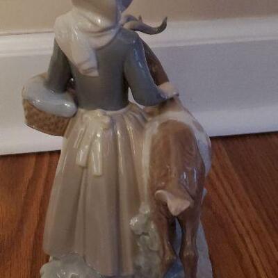 Lladro Porcelain (#19) - Girl with Goat Figurine  - 9 inches tall (4812)