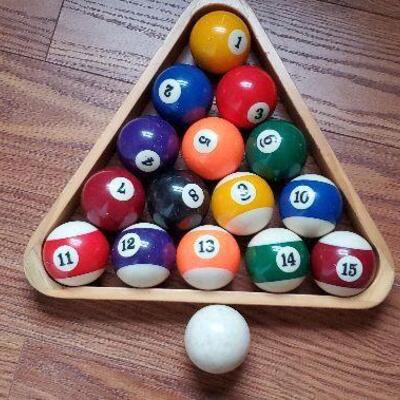 Billiard Balls, Rack and Cue Ball (item #20)