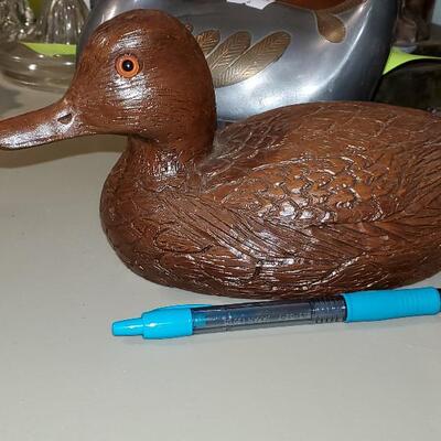 Wood Wooden Resin Brown Duck Decoy (item #63)