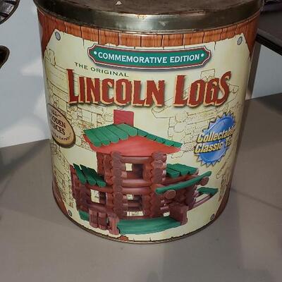 Commemorative Edition Lincoln Logs with Large Metal Tin Container (item #71)