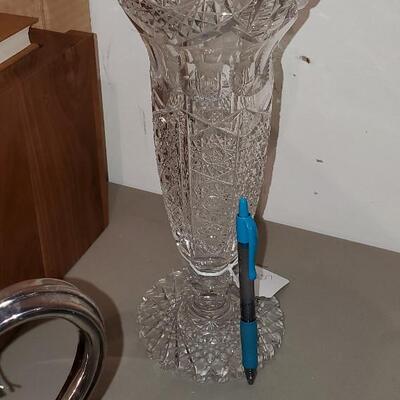 Vintage Tall Crystal Cut Glass Vase (item #92)