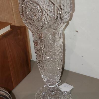 Vintage Tall Crystal Cut Glass Vase (item #92)