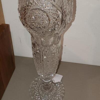 Vintage Tall Crystal Cut Glass Vase (item #92)