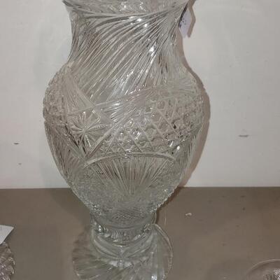 Vintage Tall Crystal Cut Glass Vase (item #95)