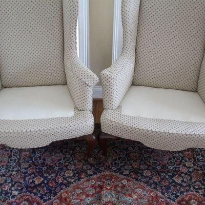 Pr queen anne wingback chairs 
