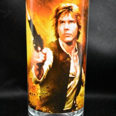 4pc Novelty Glasses: Star Wars Prints (Leia, Vader, Solo, Luke) - 1 not pictured