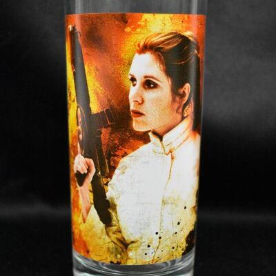 4pc Novelty Glasses: Star Wars Prints (Leia, Vader, Solo, Luke) - 1 not pictured