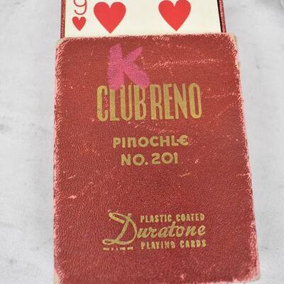 4 Decks of Playing Cards: Coca-Cola (missing 1) Club Reno Pinochle (Vintage)