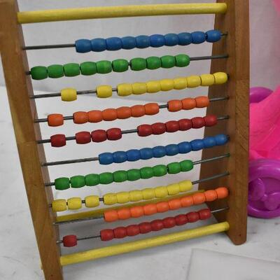 3 pc Toys: Abacus, Minnie Mouse Cart, Little People Elephant