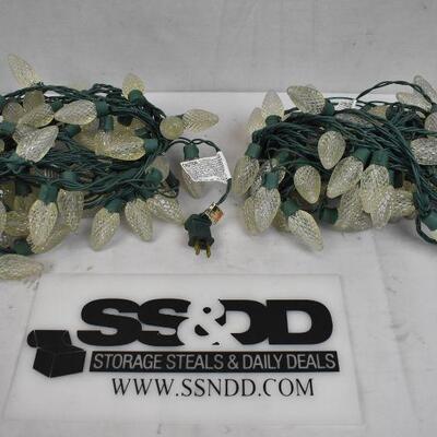 2 Strands Clear Christmas Lights, Large Bulbs, Works