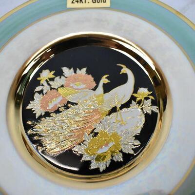 Chokin Plate, Porcelain Ware, Gold Edged, With Display Stand & Box