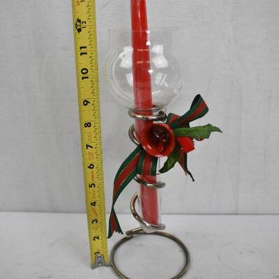 Christmas Candle Holder + 10 Red Tapered Candles