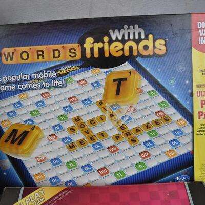 4 Board Games: Fact or Crap, The Perfect Mate, Double Talk, & Words with Friends