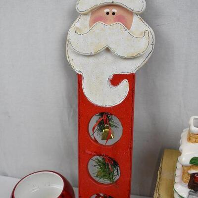 10 pc Christmas Decor: Mug, Coaster, Snowhouse, Stocking Hangers, etc