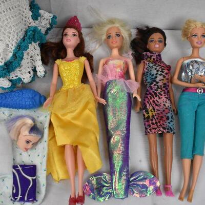 10 Barbie Style Dolls with Clothes & some accessories