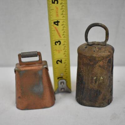 2 Small Metal Cowbells. Antique/Vintage?