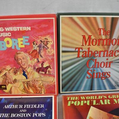 4 Boxed Sets LP Records: Jamboree, Mo Tab Choir, Pops Varieties, Pop - Vintage