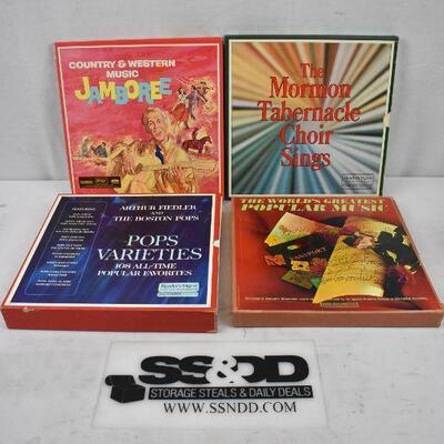 4 Boxed Sets LP Records: Jamboree, Mo Tab Choir, Pops Varieties, Pop - Vintage