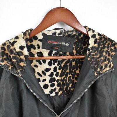 Weather Tamer Windbreaker Jacket Coat Women's Size L, Black w/ Hood
