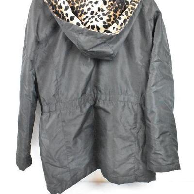 Weather Tamer Windbreaker Jacket Coat Women's Size L, Black w/ Hood