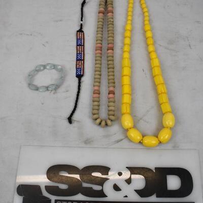 4 pc Beaded Jewelry: 2 Necklaces & 2 Bracelets