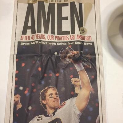 SAINTS Super Bowl Win Headline Times Picayune newspaper. 
