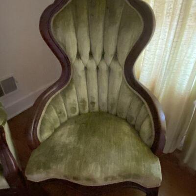 Pr Green Victorian Chairs