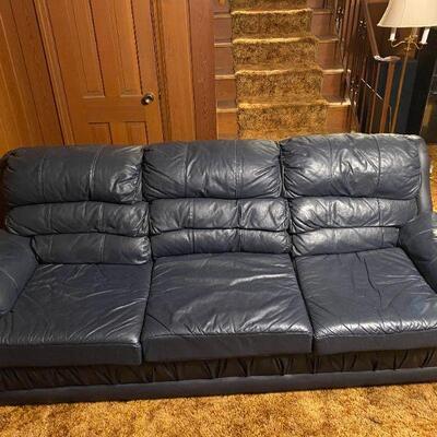 Benchcraft Navy Leather Sofa