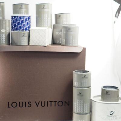 113 Empty Swarovski Crystal boxes, Empty Large Louis Vuitton box