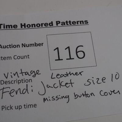Lot 116 Vintage brown leather Fendi short jacket
