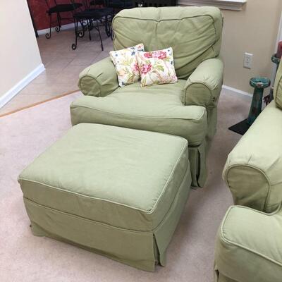 Lot 6 - Pair of Matching Armchairs w/t Ottoman