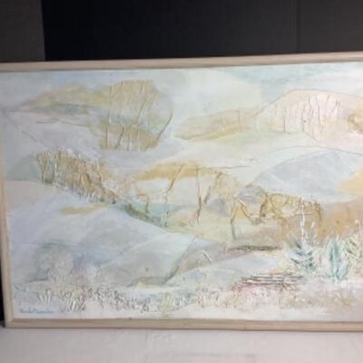 2060 Vintage Original Watercolor/Gouache Abstract Landscape Signed By Wanda Macomber