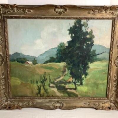 2061 Framed Vintage Original Oil on Canvas Landscape Signed Walt Huber