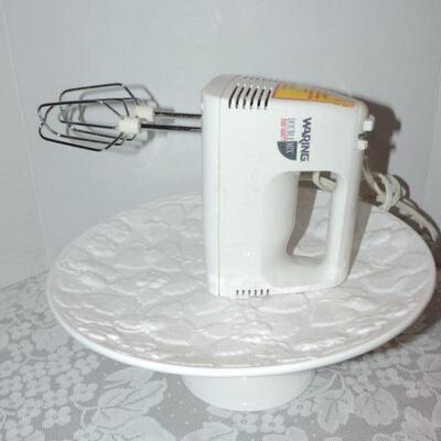 PEDESTAL CAKE STAND-HAND MIXER-AND BAKING ESSENTIALS