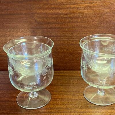 Antique Etched Shrimp Cocktail Glasses