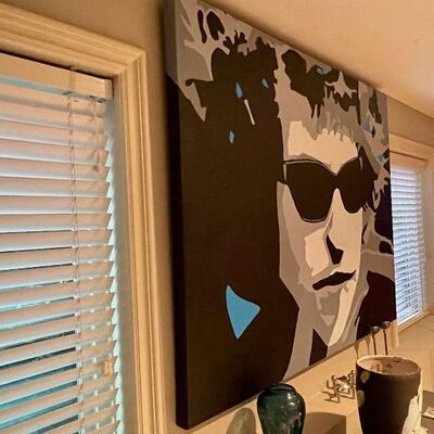 Artist Brent Litsey monumental original painting of Bob Dylan 