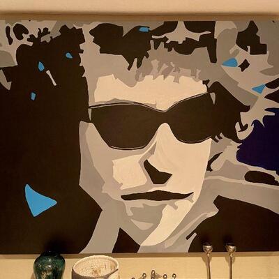 Artist Brent Litsey monumental original painting of Bob Dylan 